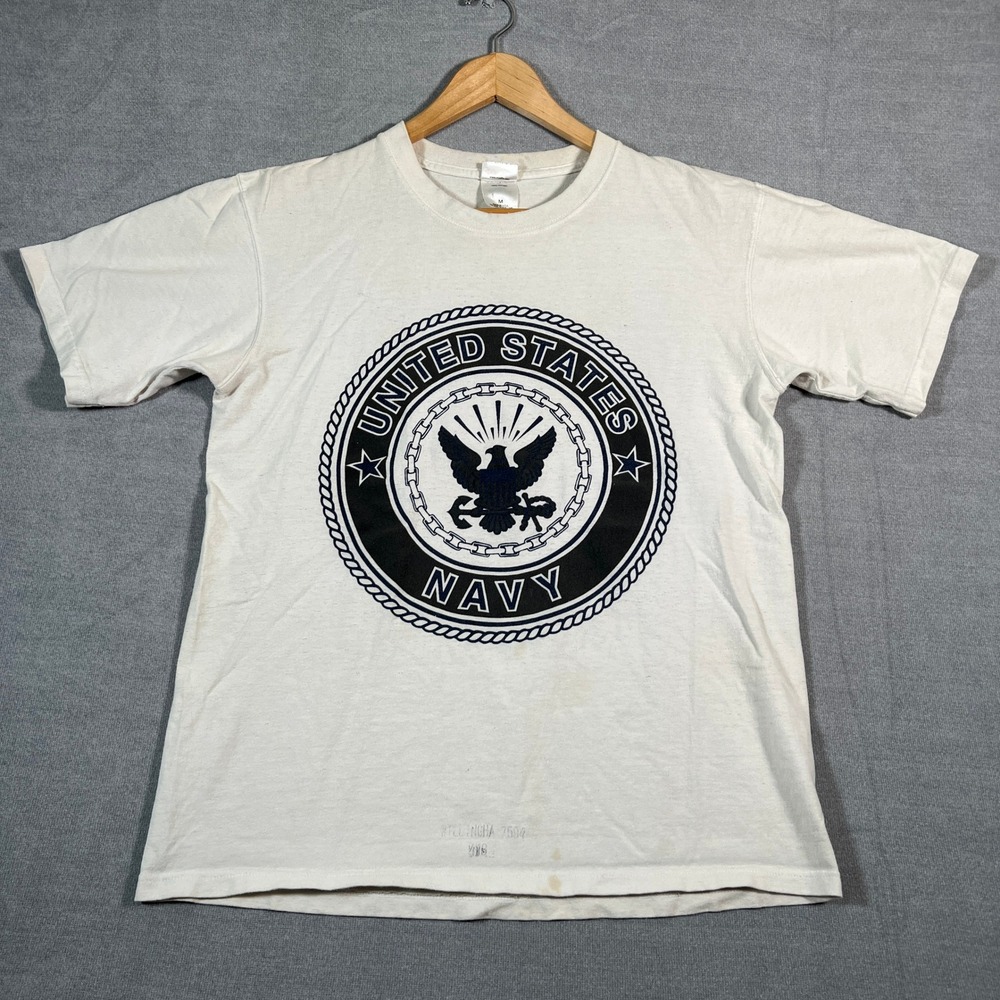 Soffe US Navy Graphic Made in USA Short Sleeve T Shirt Mens M White Cotton